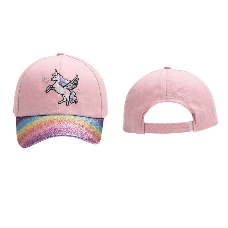 The Girl Cap durable cotton Kids Cap, Unicorn Kids Caps are Perfect for Beach, Travelling and Outdoor activities, Rainbow design Easy to match with Different Clothing Styles, Pink