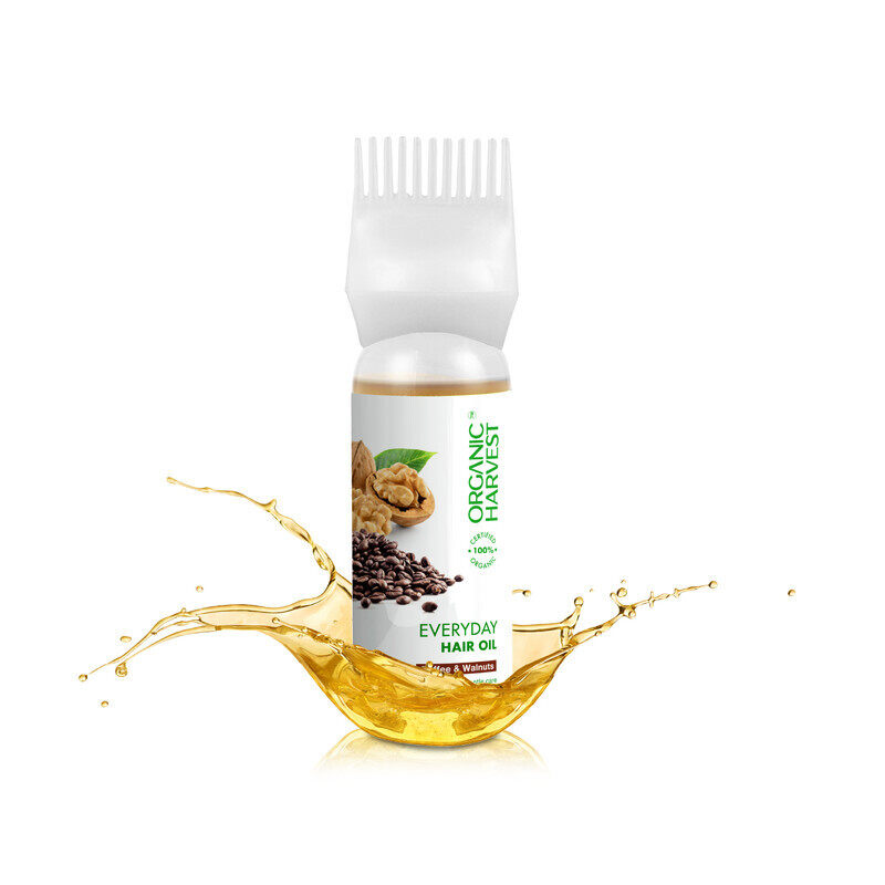 

Organic Harvest Everyday Hair Oil For Both Men & Women Infused with Coffee & Walnuts Extracts , 100% Certified Organic - 150ml