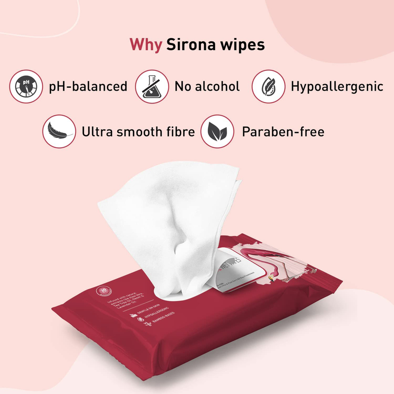 Sirona Natural Intimate Wipes, 30 Pieces