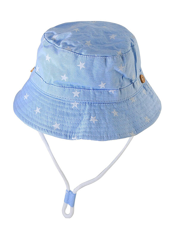 

The Girl Cap All Season Sun Protection Cotton Stars Print Bucket Hat, 2-6 Years, Light Blue