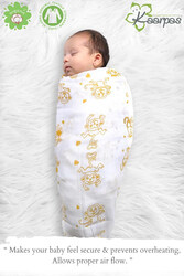 Buy Responsibly Premium Organic Cotton Muslin Animal Theme Of Monkey Baby Wrap Swaddle, 3-6 Months, Design 1