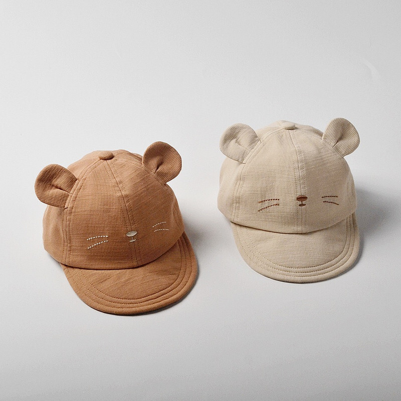 Wonder Kids durable cotton Kids Cap, Kitty Kids Caps are Perfect for Beach, Travelling and Outdoor activities, Cute Kitty design Easy to match with Clothing Styles, Brown