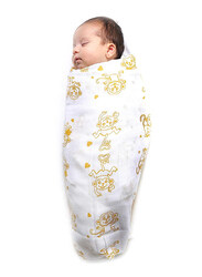 Buy Responsibly Premium Organic Cotton Muslin Animal Theme Of Monkey Baby Wrap Swaddle, 3-6 Months, Design 1