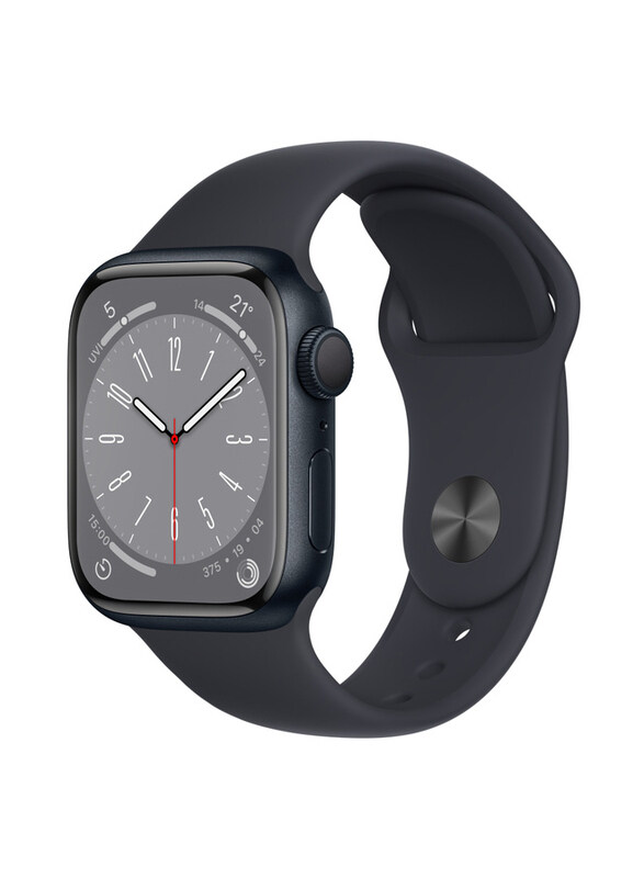 

Apple Watch Series 8 41mm Smartwatch, GPS, Midnight Aluminium Case with Grey Sport Band, Grey