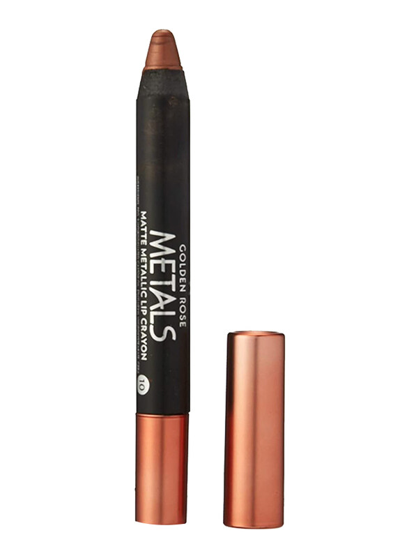 

Golden Rose Metals Matte Metallic Lip Crayon Lipstick, No. 10, Brown