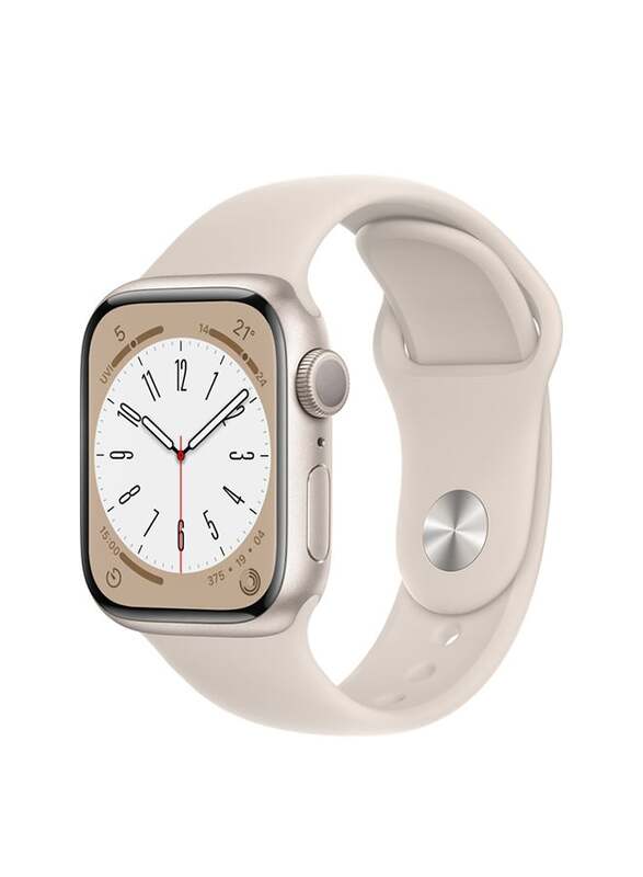 Apple Watch Series 8-45mm Smartwatch, GPS + Cellular, Aluminium Case With Starlight Sport Band