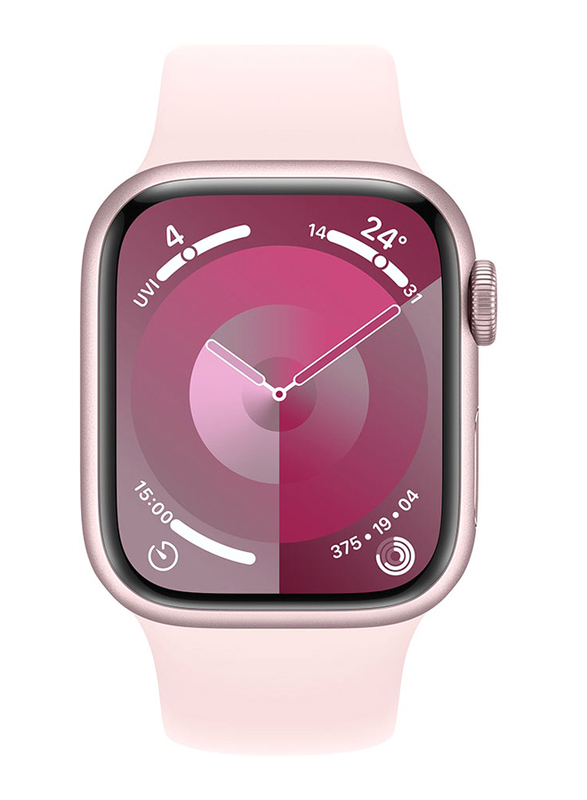Apple Watch Series 9 45mm S/M & M/L Smart Watch, GPS + Cellular, Pink Aluminium Case With Light Pink Sport Band