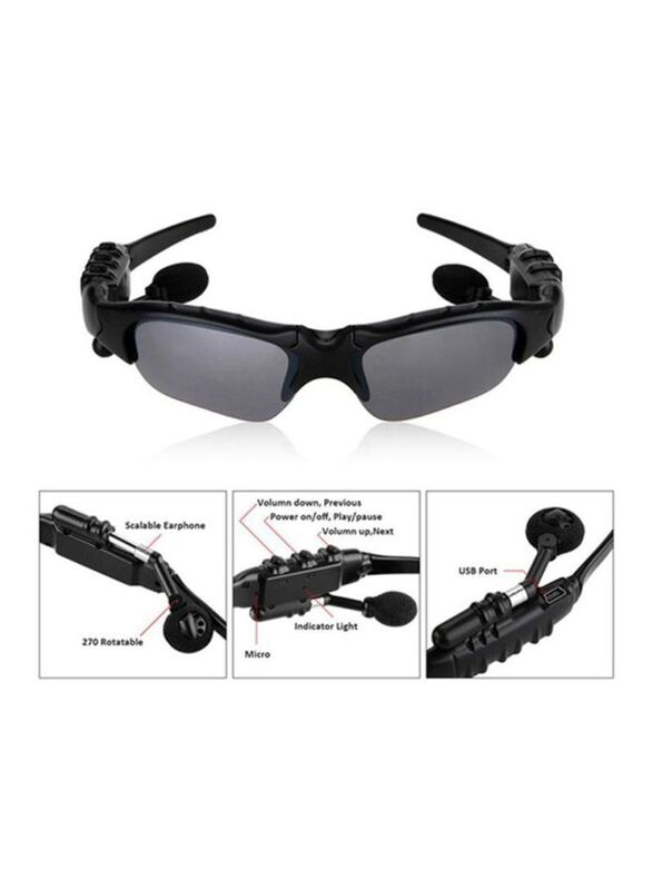 Zoom Wireless Bluetooth Sunglasses Headset, Black