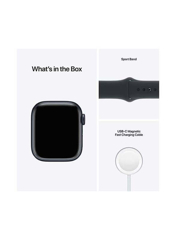 Apple Watch Series 7 Dash 45mm Smartwatch, GPS, Midnight Aluminium Case With Midnight Sport Band