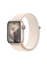 Apple Watch Series 9 45mm Smart Watch, GPS, Starlight Aluminium Case With Starlight Sport Loop Band