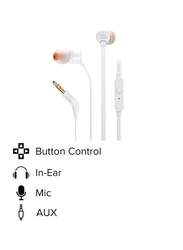 JBL Tune 110 Wired In-Ear Headphones, White
