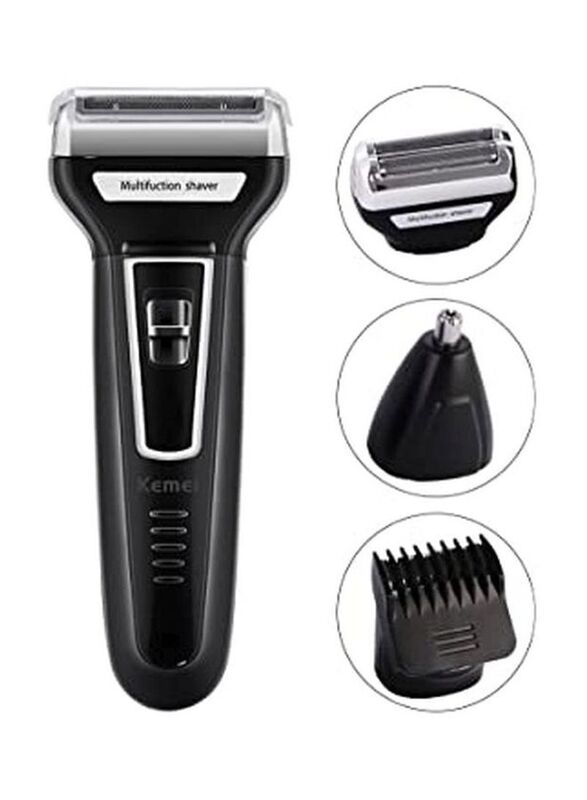 Kemei 3-in-1 Electric Hair Clipper, Black/Silver/White