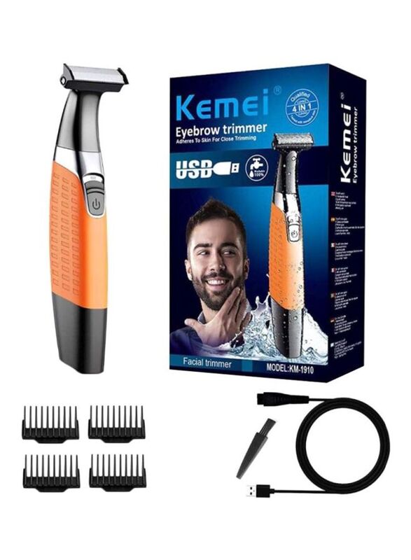 Kemei Eyebrow and Facial Trimmer, KM1910, Black/Orange/Silver