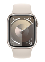 Apple Watch Series 9 41mm S/M & M/L Smart Watch, GPS, Starlight Aluminium Case With Starlight Sport Band