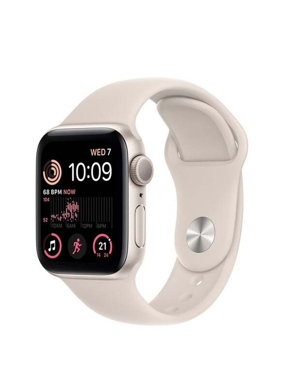 Apple Watch SE 40mm Smartwatch, GPS + Cellular, Aluminium Case With Regular Starlight Sport Band