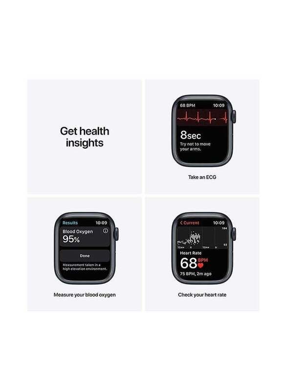 Apple Watch Series 7-41mm Smartwatch, GPS, Aluminium Case With Midnight Sport Band