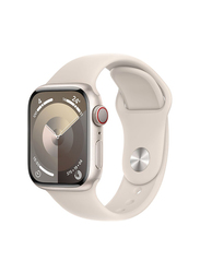 Apple Watch Series 9 45mm S/M & M/L Smart Watch, GPS + Cellular, Starlight Aluminium Case With Starlight Sport Band
