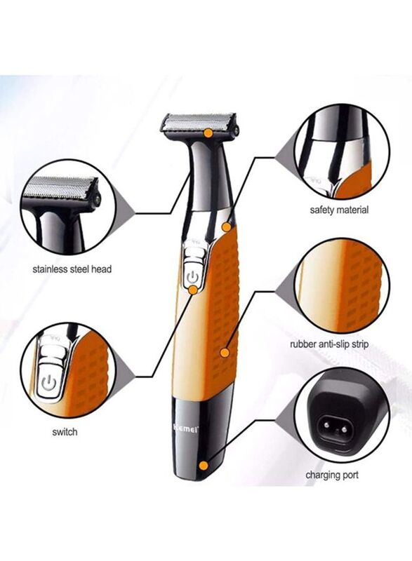 Kemei Eyebrow and Facial Trimmer, KM1910, Black/Orange/Silver