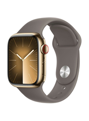 Apple Watch Series 9 45mm S/M & M/L Smart Watch, GPS + Cellular, Gold Stainless Steel Case With Clay Sport Band