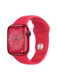 Apple Watch Series 8 Dash 41mm Smartwatch, GPS + Cellular, Red Aluminium Case With Red Sport Band