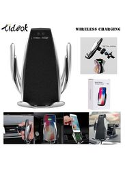 Wireless Car Charger with Phone Holder, Black/Silver