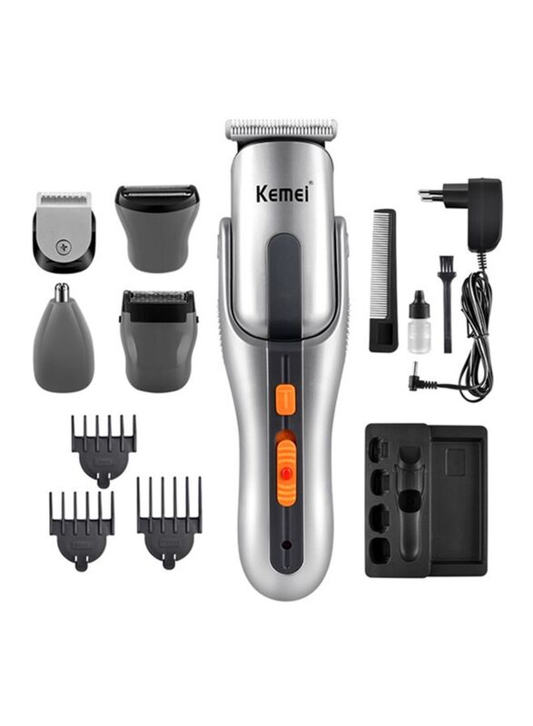 Kemei 8-in-1 Cordless Body Shaver Grooming Kit, KM680A, Black/Silver