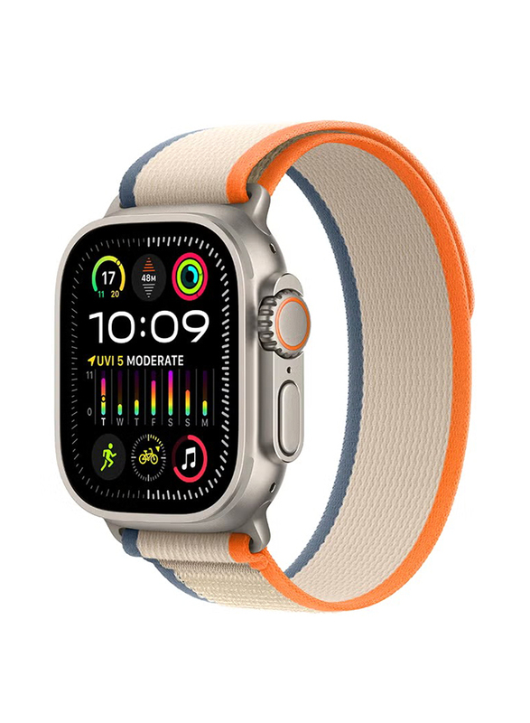 Apple Watch Ultra 2 49mm Smartwatch, GPS + Cellular, Titanium Case with Medium/Large Orange/Beige Trail Loop