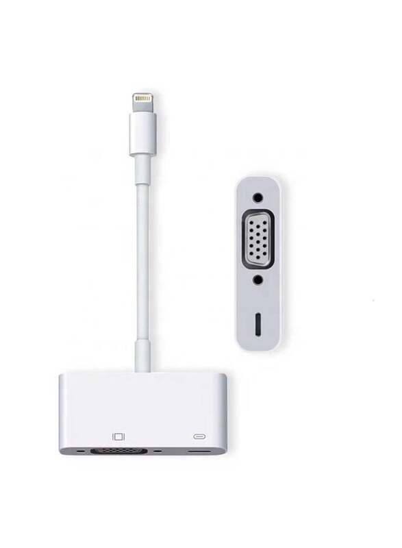 Apple VGA Adapter, Lightning to VGA for Apple iPhone/iPad/iPod, White