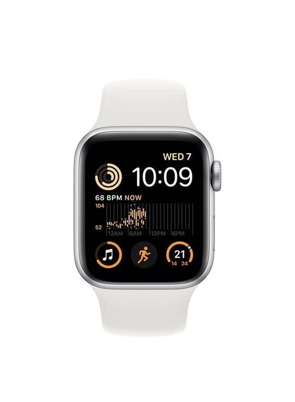 Apple Watch SE 40mm Smartwatch, GPS + Cellular, Aluminium Case With Silver Sport Band Regular