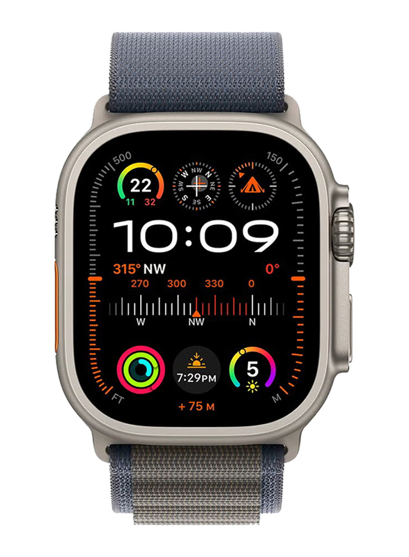 Apple Watch Ultra 2 49mm Smartwatch, GPS + Cellular, Titanium Case with Medium Blue Alpine Loop