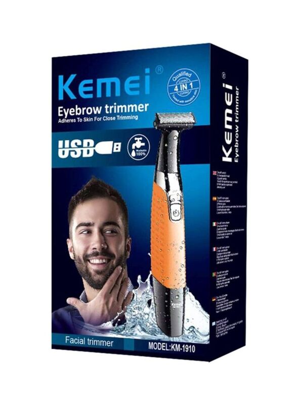 Kemei Eyebrow and Facial Trimmer, KM1910, Black/Orange/Silver