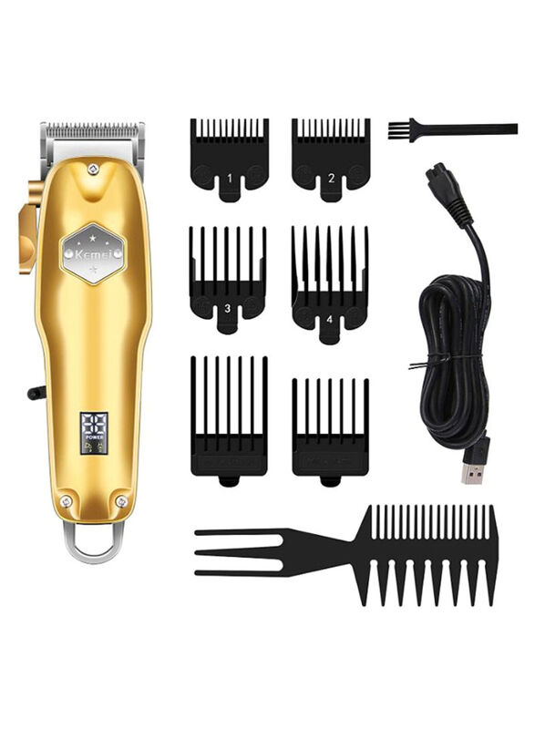 Kemei 10-Piece Cordless Quiet Hair Clipper Beard Trimmer Kit, Gold/Black/Silver