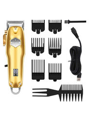 Kemei 10-Piece Cordless Quiet Hair Clipper Beard Trimmer Kit, Gold/Black/Silver