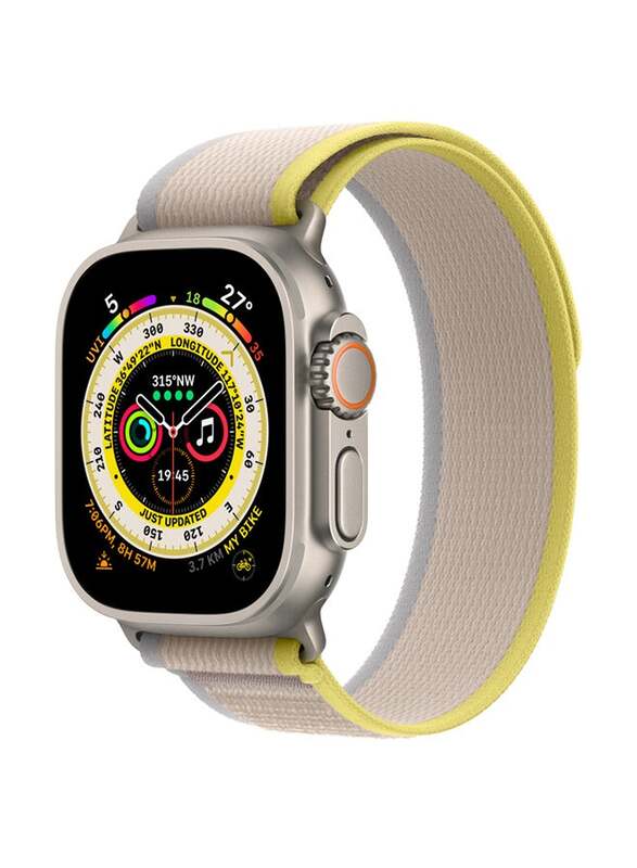 Apple Watch Ultra Dash 49mm Smartwatch, GPS + Cellular, Titanium Case With Yellow/Beige Trail Loop
