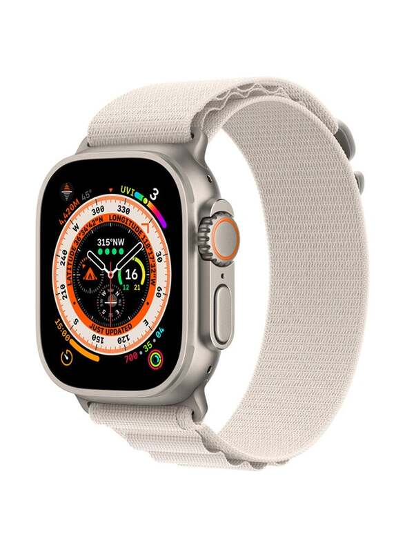 Apple Watch Ultra 49mm Smartwatch, GPS + Cellular, Titanium Case With Starlight Alpine Loop Large