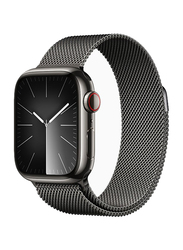 Apple Watch Series 9 41mm Smart Watch, GPS + Cellular, Graphite Stainless Steel Case With Graphite Milanese Loop Band