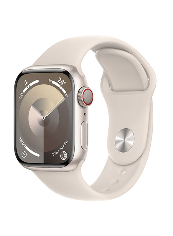 Apple Watch Series 9 41mm S/M & M/L Smart Watch, GPS, Starlight Aluminium Case With Starlight Sport Band