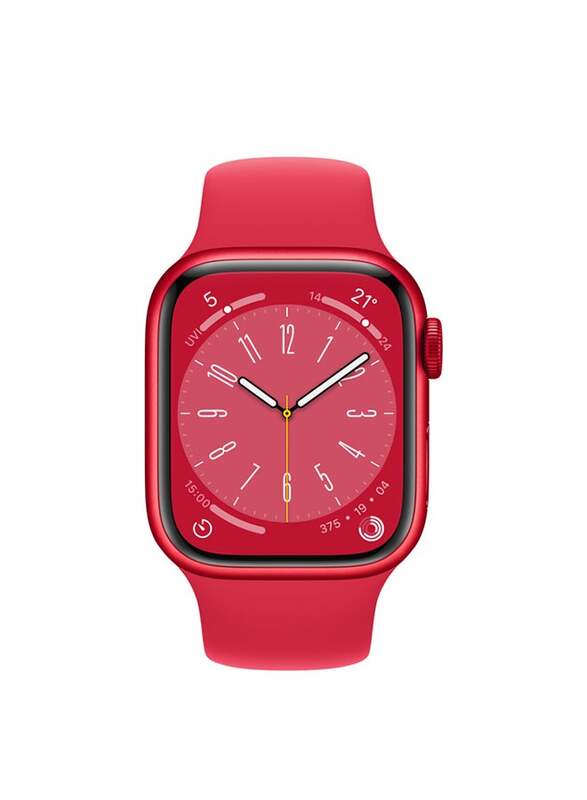 Apple Watch Series 8-45mm Smartwatch, GPS, Red Aluminium Case With Red Sport Band