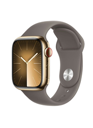 Apple Watch Series 9 41mm S/M & M/L Smart Watch, GPS + Cellular, Gold Stainless Steel Case With Clay Sport Band