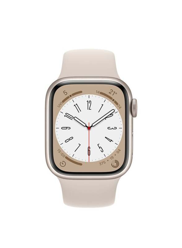 Apple Watch Series 8-41mm Smartwatch, GPS + Cellular, Aluminium Case With Sport Band Starlight