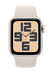 Apple Watch SE (2023) 44mm S/M & M/L Smart Watch, GPS, Starlight Aluminium Case With Starlight Sport Band
