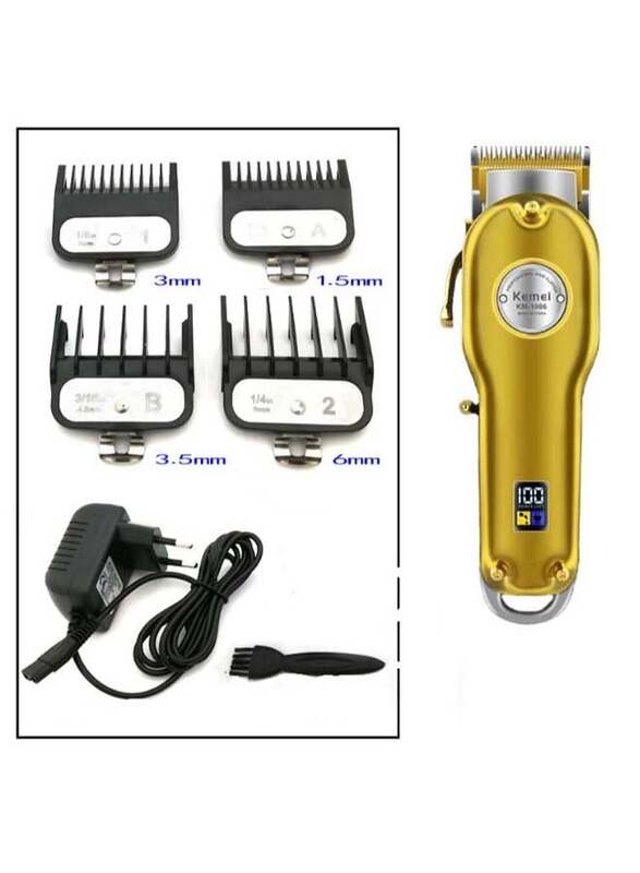 Kemei Rechargeable Noise Reduction Electric Hair Trimmer, 8W, Gold/Silver