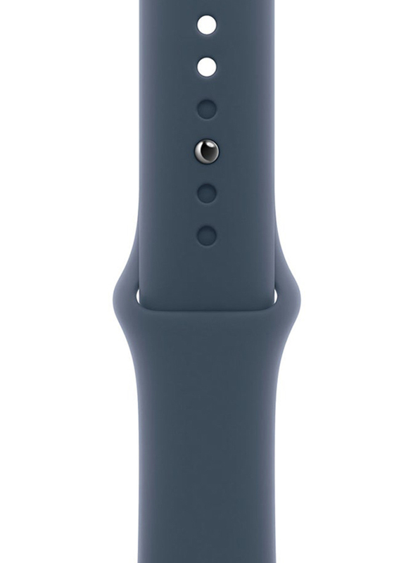 Apple Watch SE (2023) 44mm S/M & M/L Smart Watch, GPS + Cellular, Silver Aluminium Case With Storm Blue Sport Band