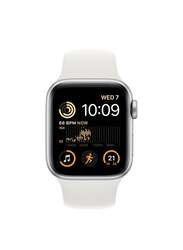 Apple Watch SE 44mm Smartwatch, GPS, Aluminium Case With Silver Sport Band