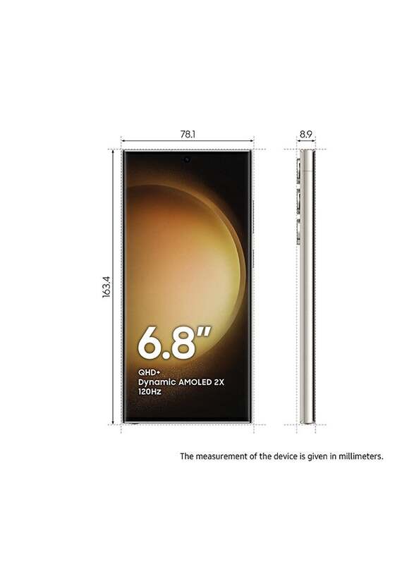 Samsung Galaxy S23 Ultra 1TB Cream, 12GB RAM, 5G, Dual Sim Smartphone, Middle East Version