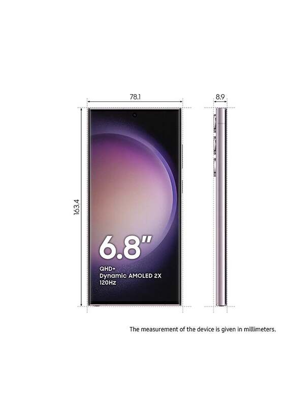 Samsung Galaxy S23 Ultra 256GB Lavender, 12GB RAM, 5G, Dual Sim Smartphone, International Version