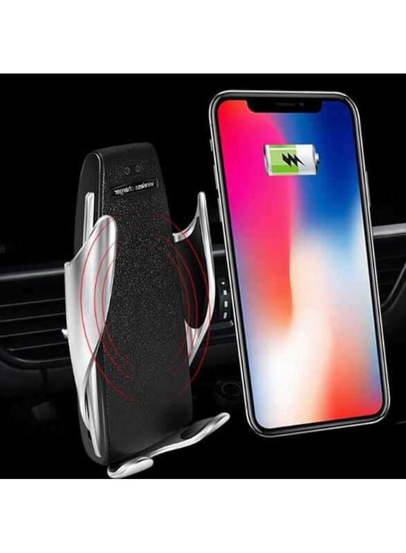 Margoun S5 Clamping Wireless Car Charger with Smart Sensor for Samsung Galaxy S10/S10 Plus, Black/Silver