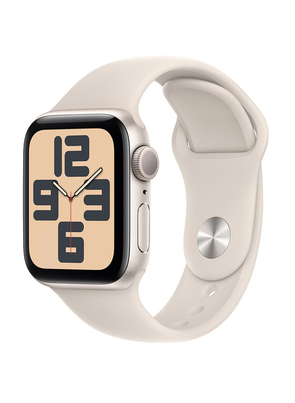 Apple Watch SE (2023) 40mm S/M & M/L Smart Watch, GPS, Starlight Aluminium Case With Starlight Sport Band