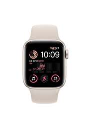 Apple Watch SE 40mm Smartwatch, GPS + Cellular, Aluminium Case With Regular Starlight Sport Band