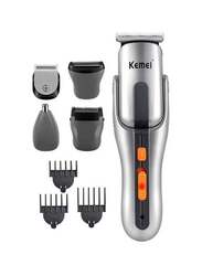 Kemei 8-in-1 Cordless Body Shaver Grooming Kit, KM680A, Black/Silver